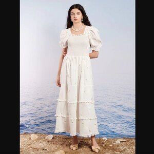 sister jane picture perfect midi dress DREAM Petaline Floral Midi Dress Peach Pink / S
